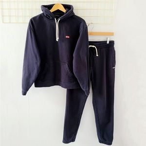 Kith Hoodie Sweatshirt Sweatpants Faded Navy Blue Set